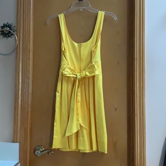 Wishes Satin Dress Yellow Empire Pleated Skirt - Picture 2 of 6
